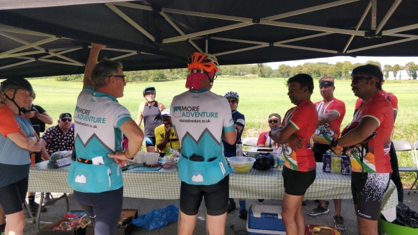Leaders running a feed station
