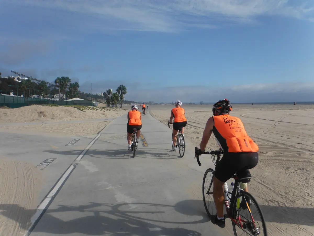 Rowans Hospice charity cyclists riding along the California coast