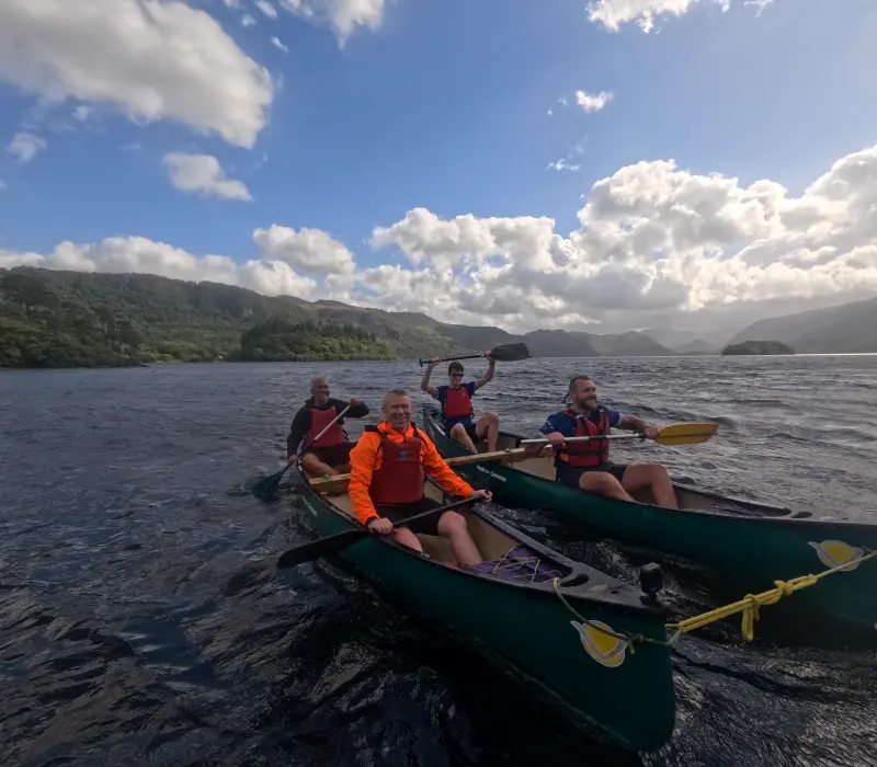 The team paddling on Derwent Water
