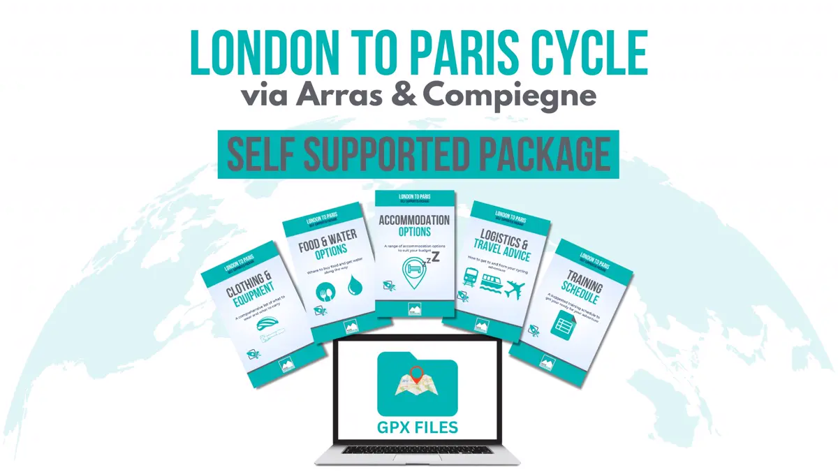 The London to Paris Cycle self-supported package: GPX files, accommodation, logistics, training and kit guides