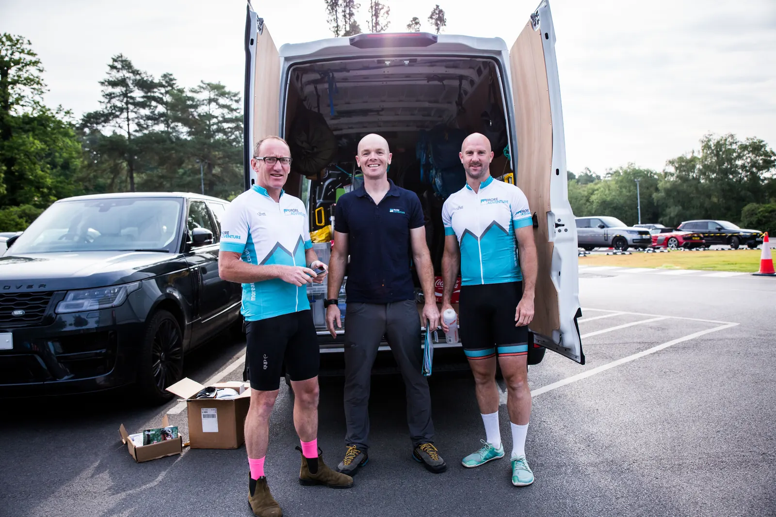 More Adventure leaders with the support van before a ride